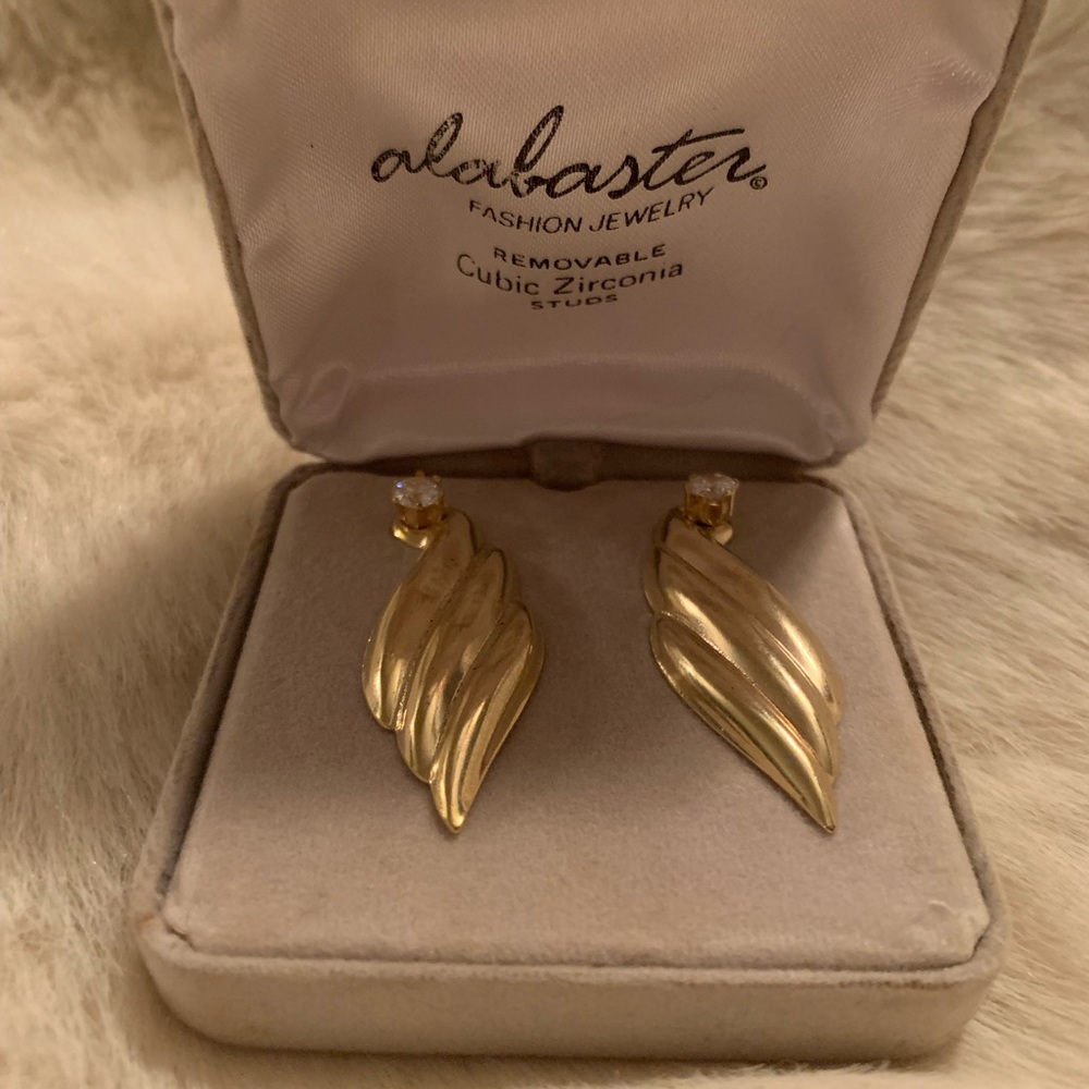 NEW Alabaster Gold Diamond Earrings Vintage & New